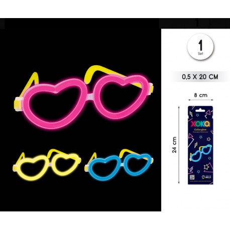 Gafas neon glow forma corazon