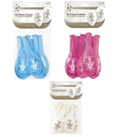 GLOBOS MI 1ª COMUNION BLANCOS 10 UDS 11 28 CM