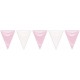 Banderin triangular rosa y blanca 25 metros
