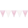 Banderin triangular rosa y blanca 25 metros