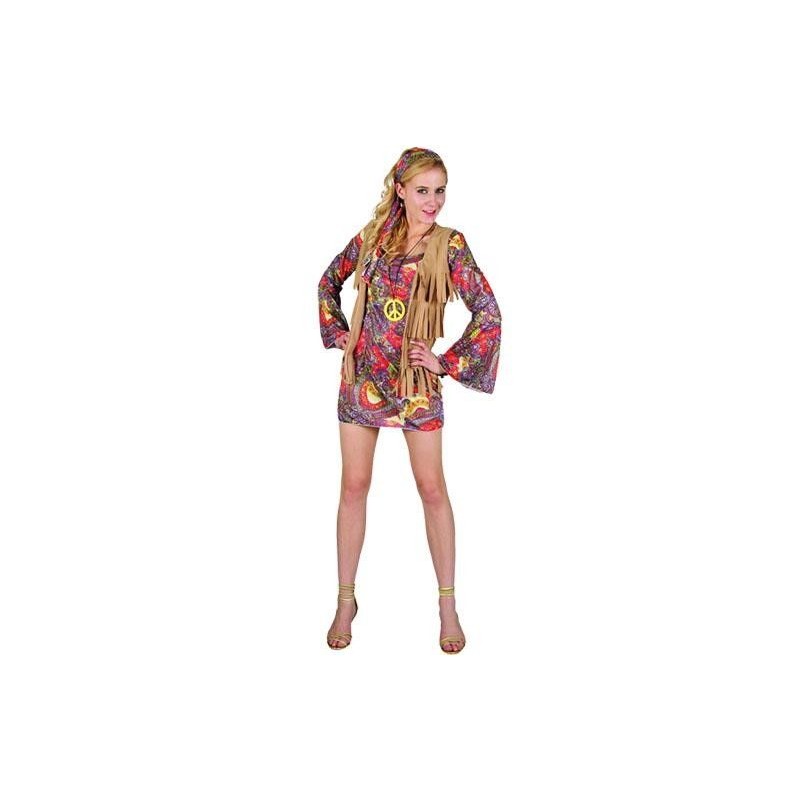 Disfraz de hippie sexy vestido años 60 para adulto barato. Tienda de  disfraces online