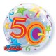 GLOBO FOIL NUMERO 50 BURBUJA ESTRELLAS 22 56 CM