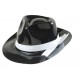 SOMBRERO GANSTER NEGRO CON CINTA BLANCA PLASTICO