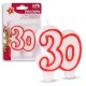 VELA NUMERO 30 BLANCA BORDE ROJO DOBLE