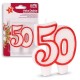 VELA NUMERO 50 BLANCA BORDE ROJO DOBLE