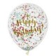 GLOBO CON CONFETTI MULTICOLOR CUMPLEANOS 30CM 6 UDS