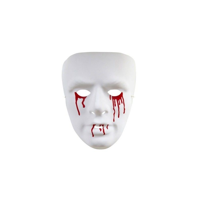 Vibrar Masacre Disparates Mascara blanca con ojos y boca ensangrentados en pvc -  Tusdisfracesbaratos.com