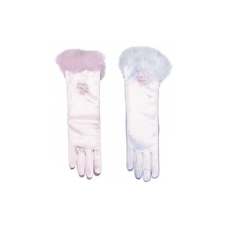 Guantes princesa infantiles largos rosas o azules baratos