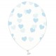 GLOBOS TRANSPARENTES CON CORAZONES AZULES 6 UDS 30 cm