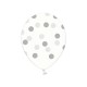 GLOBOS TRANSPARENTES CON LUNARES PLATA PLATA 6 UDS 30 cm