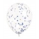 GLOBOS TRANSPARENTES CON CONFETI AZUL OSCURO 6 UDS 30 CM