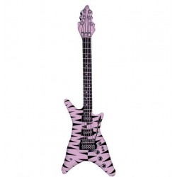 GUITARRA HINCHABLE ROCKERA ROSA Y NEGRA 95 CM CON BANDOLERA