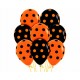 GLOBOS NARANJAS Y NEGROS CON PUNTOS HALLOWEEN 12 UDS 30 CM