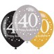 GLOBOS 40 CUMPLEANOS ORO PLATA Y NEGRO 6 UDS LATEX 11 275cm