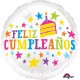 Globo feliz cumpleanos blanco con estrellas 45 cm