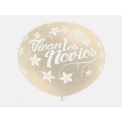 Globos vivan los novios latex marfil para boda.