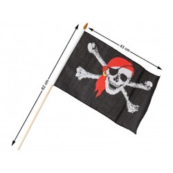 Bandera pirata palo madera 43x28 cm