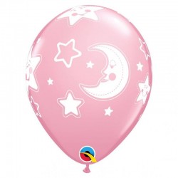 Gloos lunas y estrellas perlados rosa 6 uds 28 cm