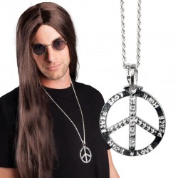 Collar hippie metalico simbolo paz