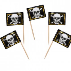 Pinchos banderas piratas 24 uds de 7 cm