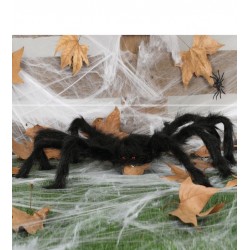Araña negra con pelo 70 cm halloween