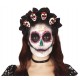 Diadema catrina flores negras con calveras