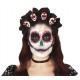 Diadema catrina flores negras con calveras