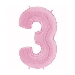 Globo numero 3 rosa pastel 66 cm