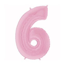 Globo numero 6 rosa pastel 66 cm