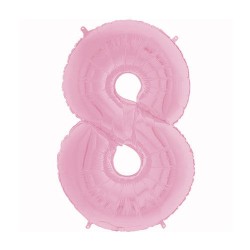Globo numero 8 rosa pastel 66 cm