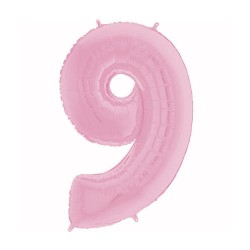 Globo numero 9 rosa pastel 66 cm