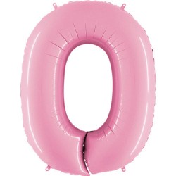 Globo numero 0 rosa pastel 102 cm