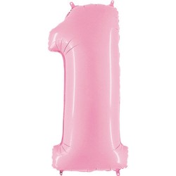 Globo numero 1 rosa pastel 102 cm