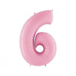 Globo numero 6 rosa pastel 102 cm