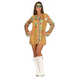 Disfraz hippie con chaleco para mujer