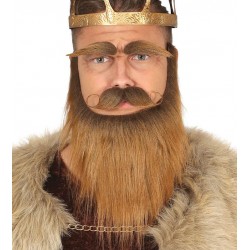 Barba bigote y cejas castanas rey medieval