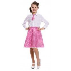 Falda rosa lunares blancos pin up anos 50 infantil
