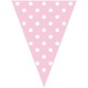 Banderin triangular rosa lunares blancos 360 metros