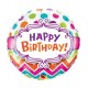 Globo Happy Birthday confeti Chevron 45 cm