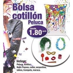 Bolsa cotillon 8 Piezas Peluca 30 unidades