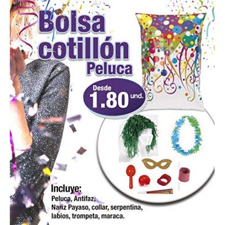 Bolsa cotillon 8 Piezas Peluca 30 unidades