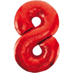 Globo numero 8 Rojo de foil para helio o aire