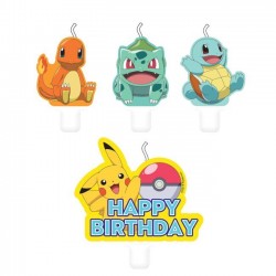 Vela Pokemon 4 unidades cumpleaños