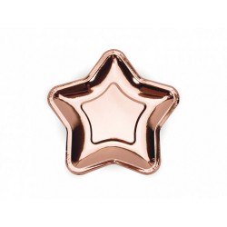 Plato estrella rosa dorado 6 uds de 18 cm