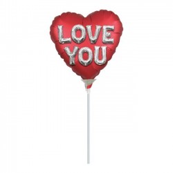 Globo corazon Mini i love you letras satin 22,5 cm