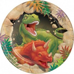 Platos dinosaurio T Rex 8 uds 18 cm