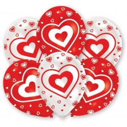 Globos de corazon blancos y rojos 12 6 uds 27 cm
