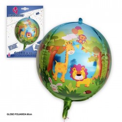 Globo redondo 4D animales de la jungla 60 cm