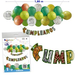 Guirnalda cumpleanos globos animales de la jungla 180 cm