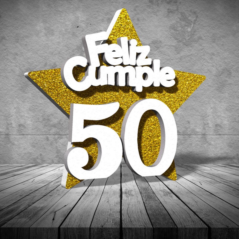 Cartel corcho feliz 50 cumpleaños oro 50 cm